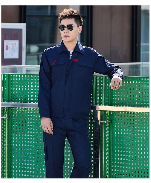 工作服純棉夏長袖藏藍(lán)灰色套裝全棉電廠工裝繡logo工廠廠服定制# cms
